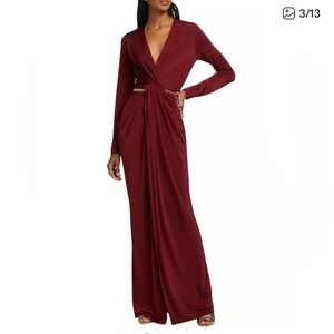L'AGENCE Deep Red Twist-Front Gown